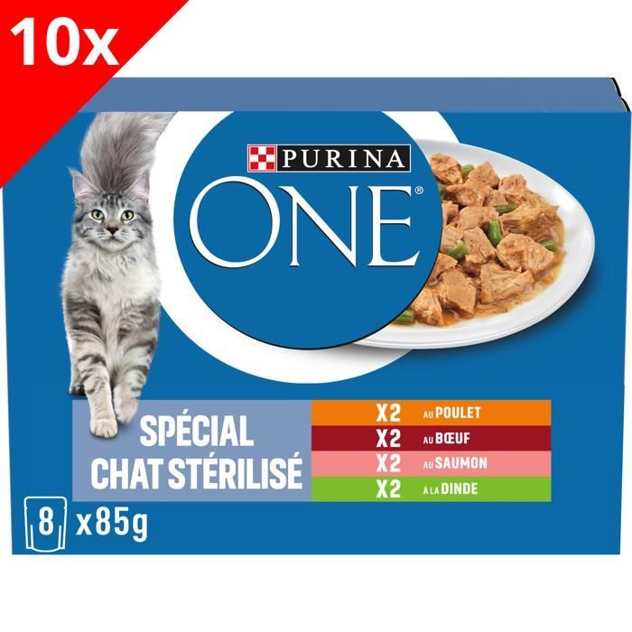 PURINA ONE Gesteriliseerd Kattenvoer - Diverse Smaken - 80 x 85 g - Verse Zakjes voor Volwassen Katten