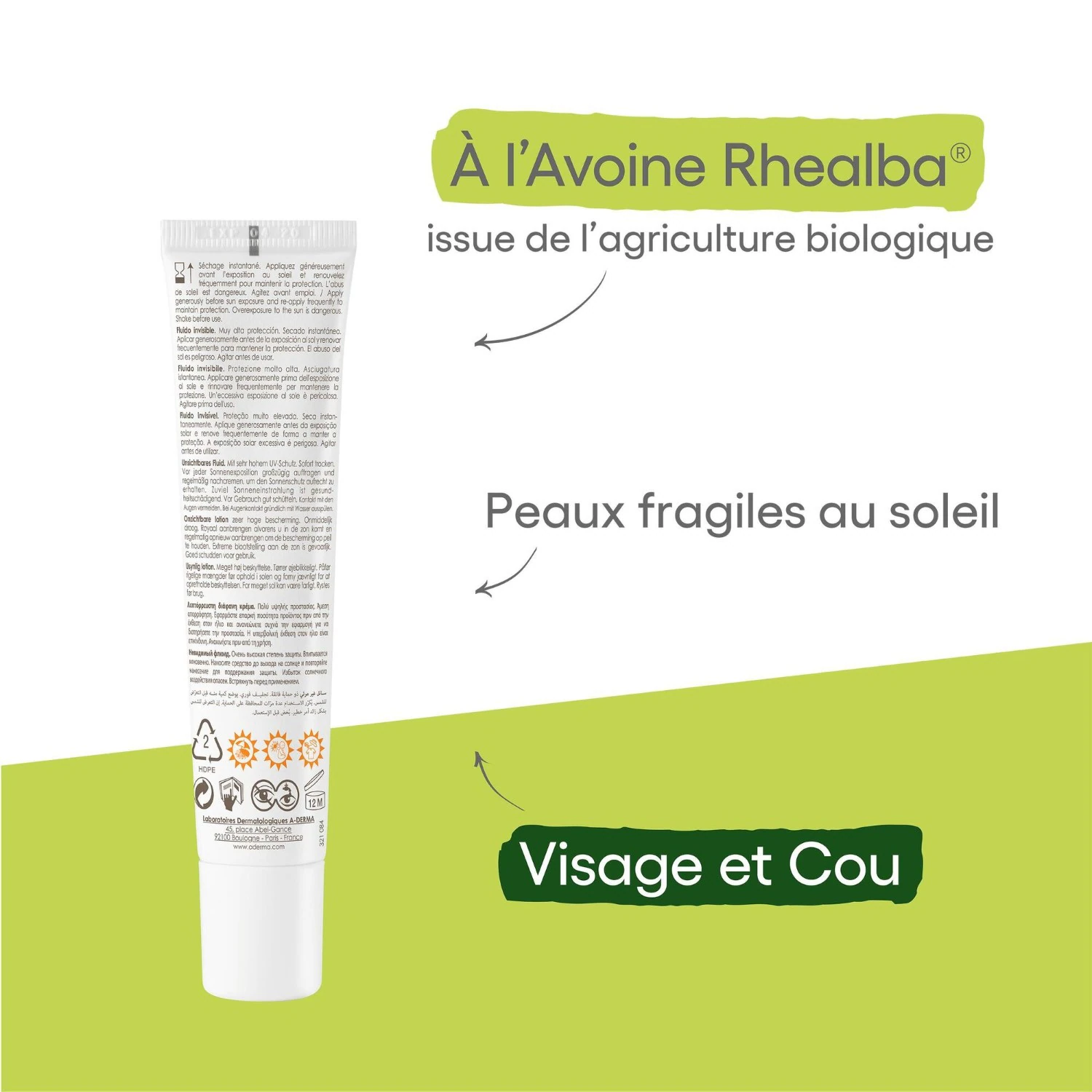 A-DERMA Fluide solaire visage invisible SPF50+