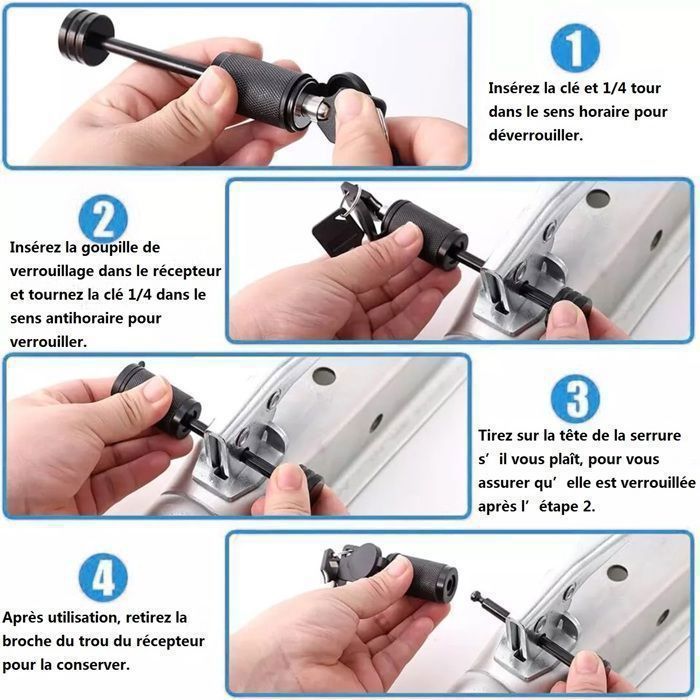 Candado de seguridad para enganche de remolque de 1/4