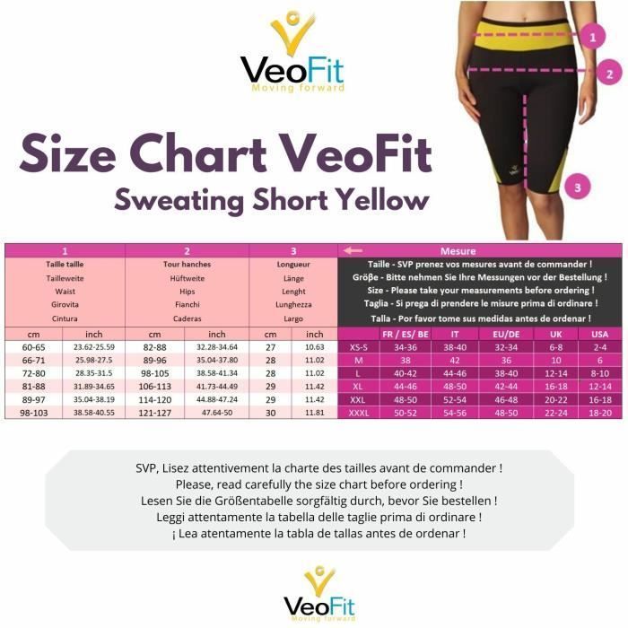 VeoFit Short de Sudation: Taille L - Tonifie le ventre,  les fesses et les cuisses pour une peau plus ferme, sans cellulite.
