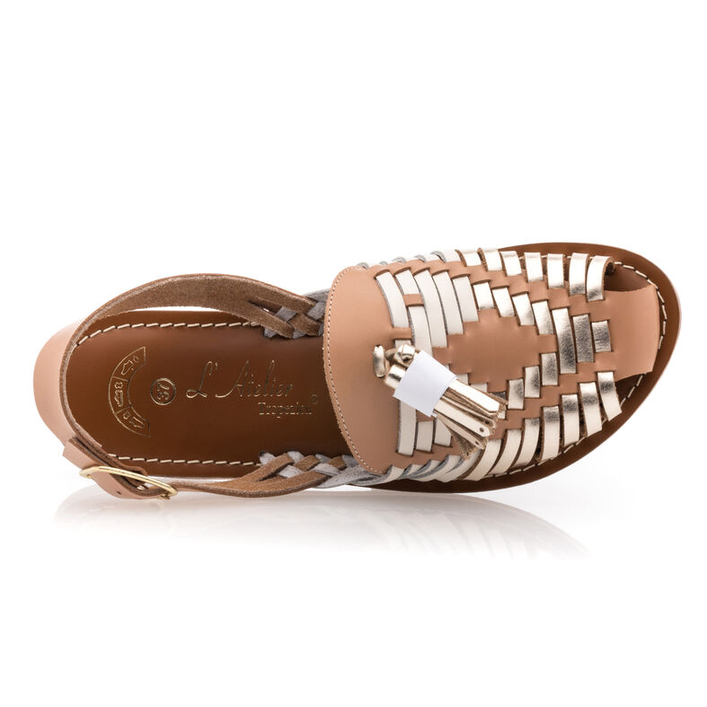 Sandalias beige para mujer / Zapatos de punta abierta