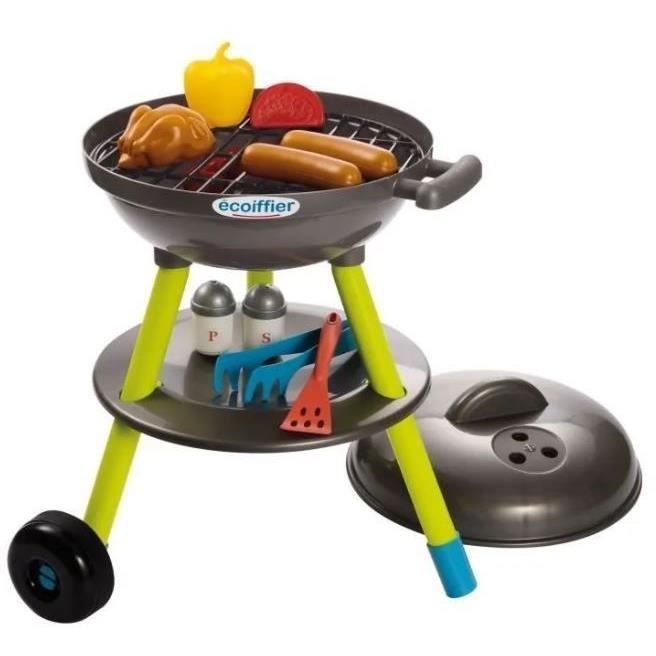 Ecoiffier Toys - Charcoal Barbecue + 16 Accessories - Children's Garden Tools - Made in France