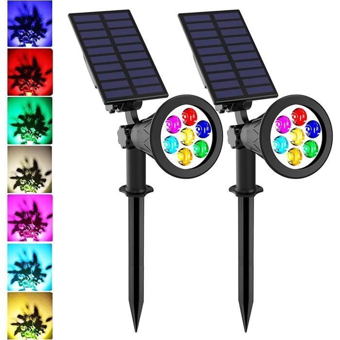 Lampe Solaire Extérieur Couleur Spot Solaire Extérieur Couleur Jardin Avec 7 Couleurs Projecteur Couleur Solaire De REFLECTEUR