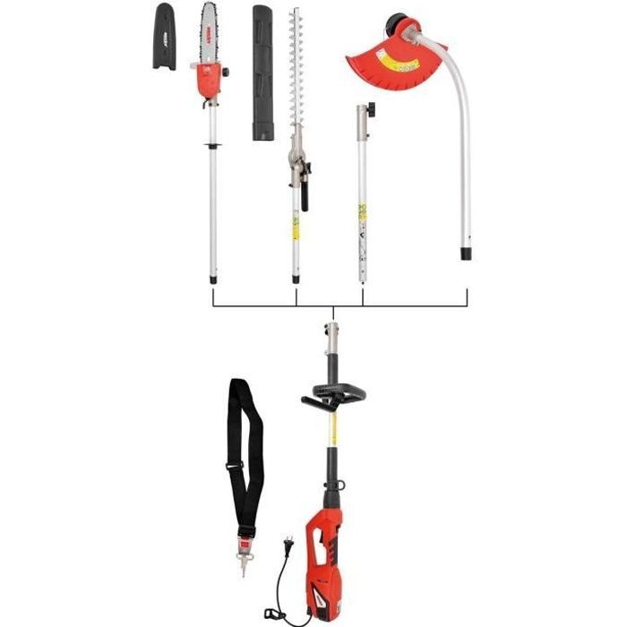 Hecht Garden 690 3-in-1 900W bosmaaier/kettingzaag, elektrisch multifunctioneel gereedschap, grastrimmer, heggenschaar, kettingzaag