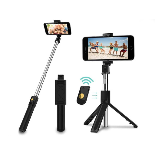 Bastão de selfie extensível Klack com Bluetooth e controle remoto.