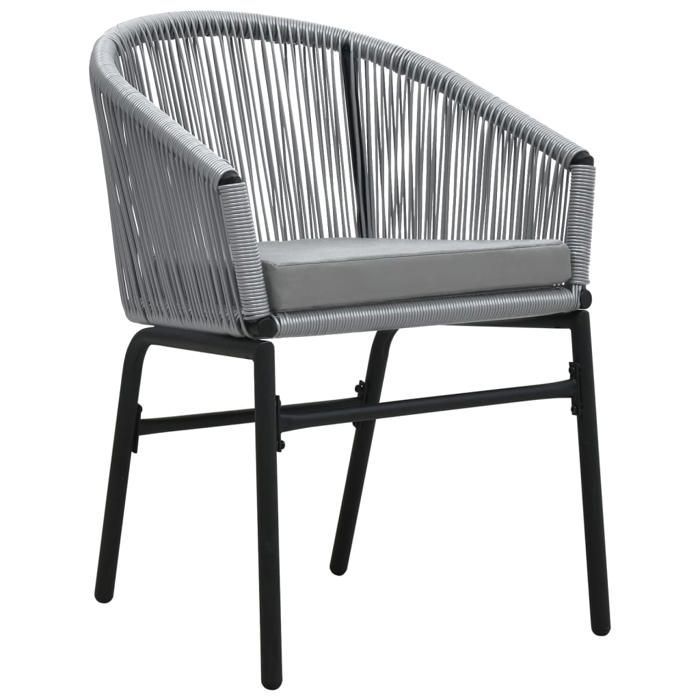 Garden dining set - BURKE - 3 pieces - Grey - Table 80x80x74 cm - Chair 58x58x78 cm - PVC rattan
