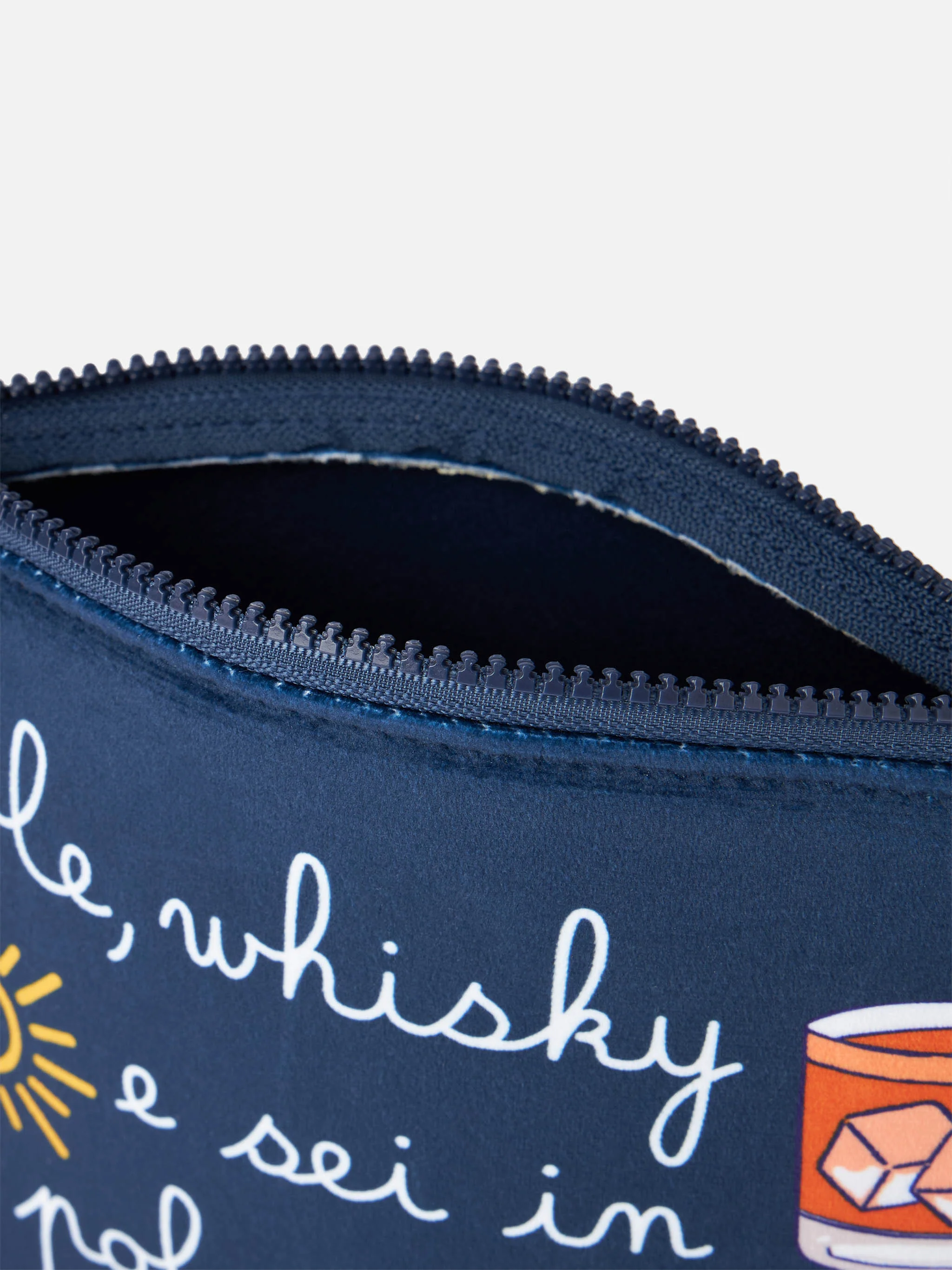 Aline wollen etui met ritssluiting, Sole Whiskey-print, bedrukt logo, handige treklip | Speciale kersteditie | MC2 Saint Barth