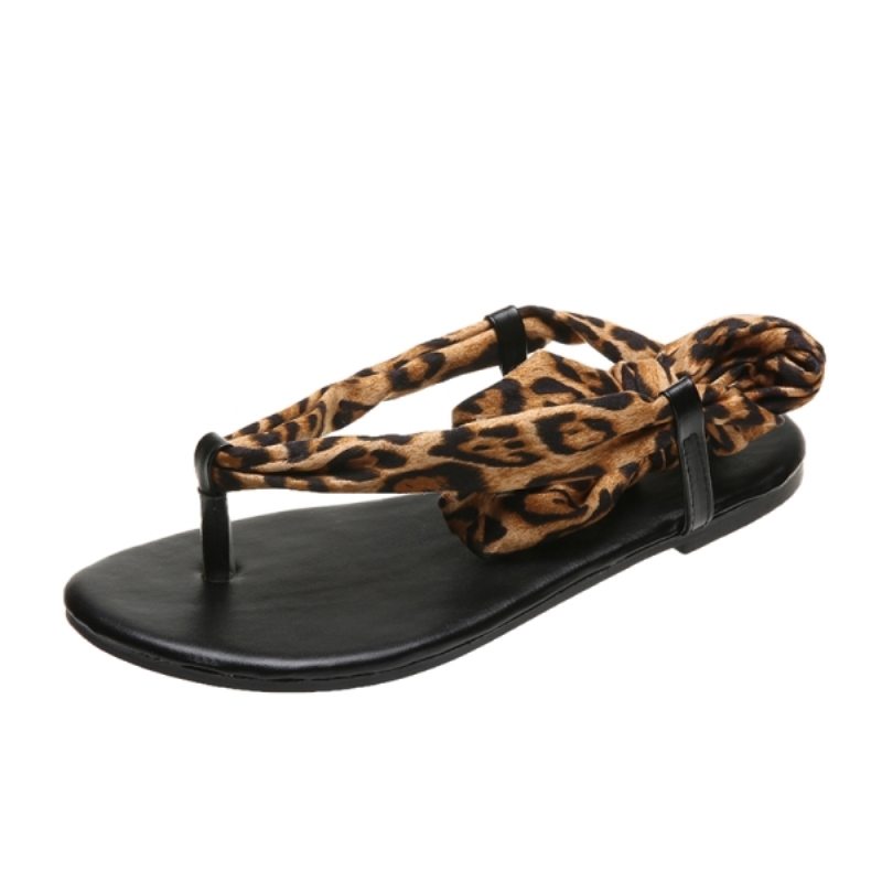 Infradito estive da donna sexy con stampa leopardata, sandali piatti, ciabatte casual con cinturino alla caviglia, nuove scarpe con tacco basso firmate 2021