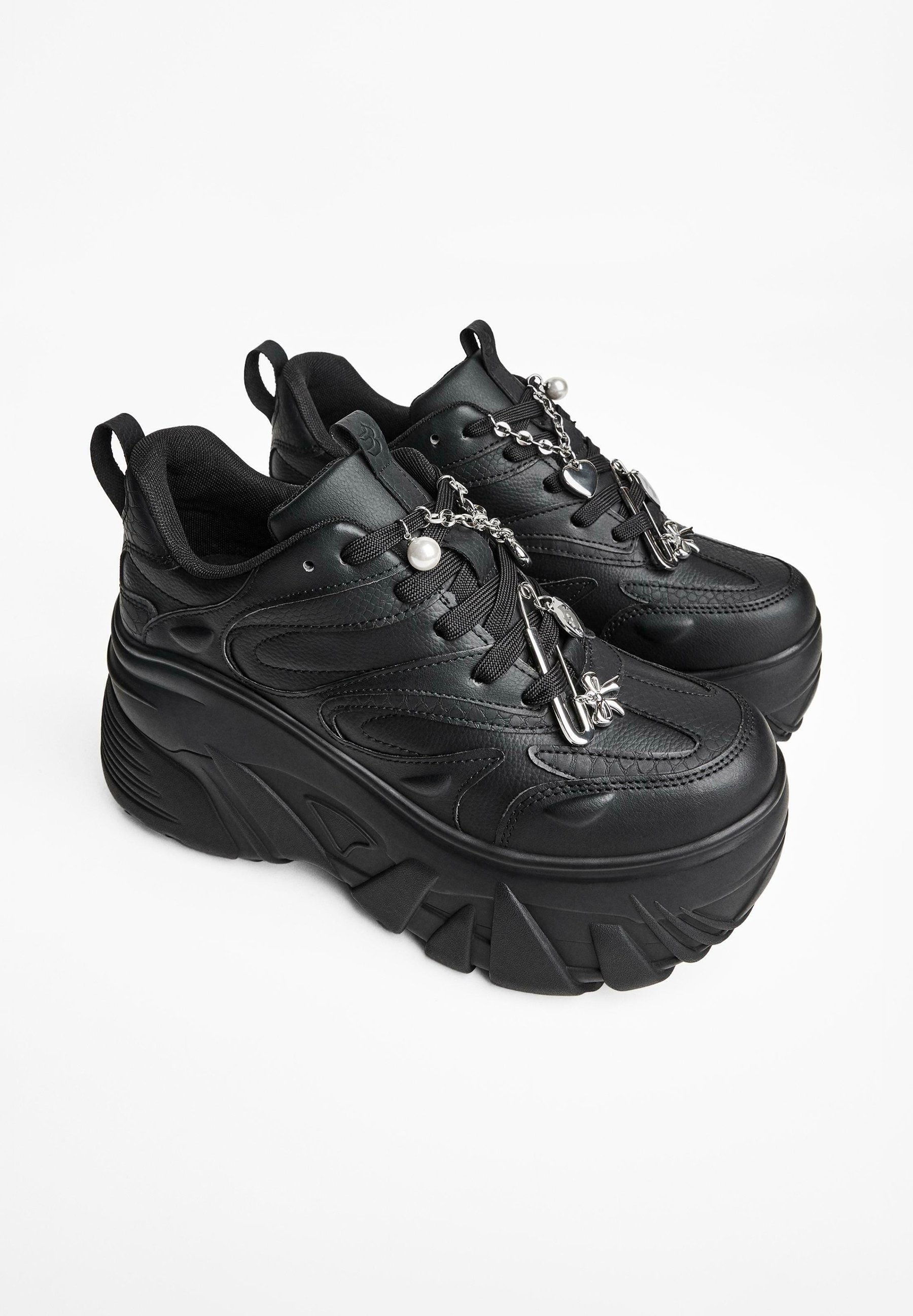 Bershka PLATFORM - Sneakers - zwart
