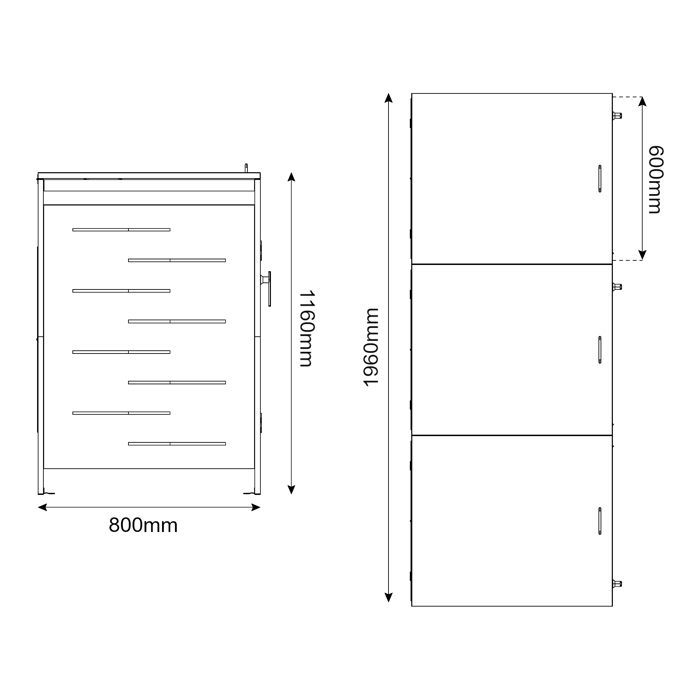 Caja de almacenamiento Bernalda para 3 contenedores de 240 L, acero galvanizado, color antracita.
