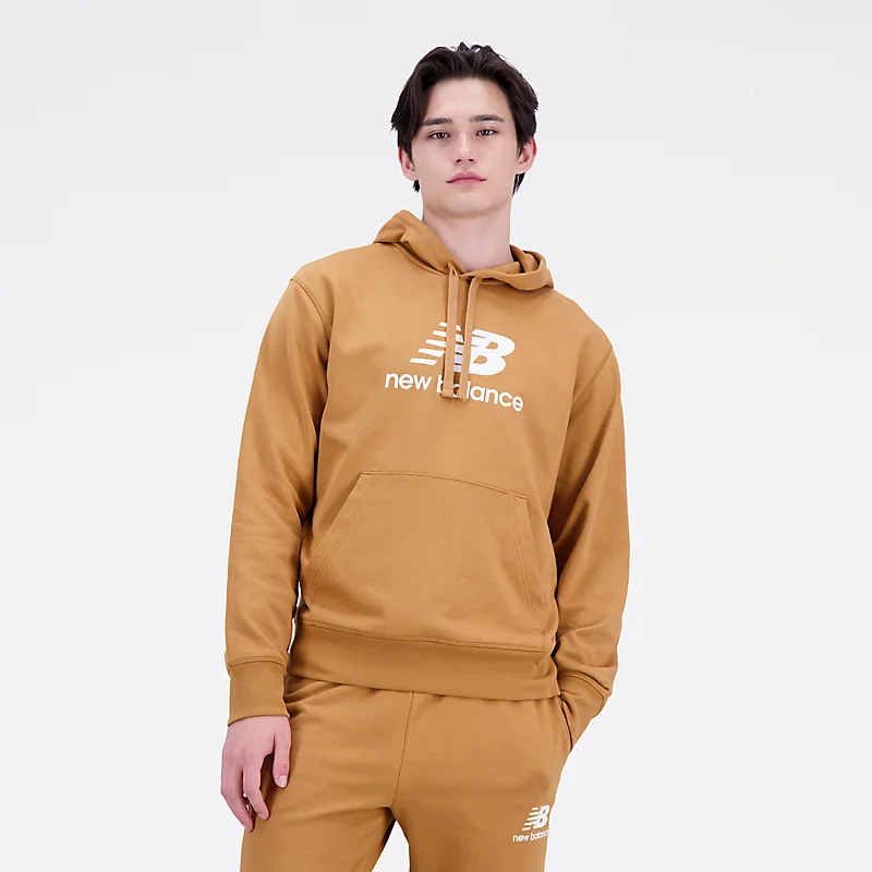 Moletom com Capuz Masculino Stacked Logo Essentials em Malha Terry - TABACO