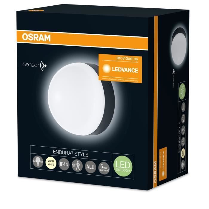 Aplique de pared exterior ENDURA STYLE Ball de 12 W con sensor, color gris cálido.