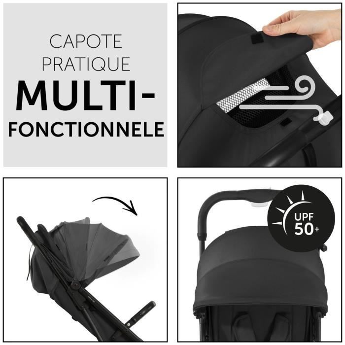 HAUCK - Poussette compacte - TRAVEL N CARE - 4 roues - Pliage à 1 main - Noir