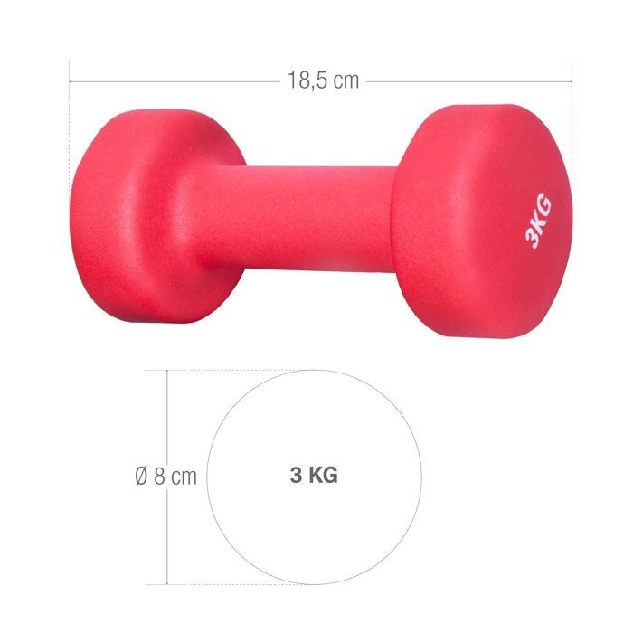 GORILLA SPORTS® Haltères en néoprène-2x3kg, Antidérapant - Paire d'haltères, Poids, Gymnastique, Musculation, Entraînement, Fitness