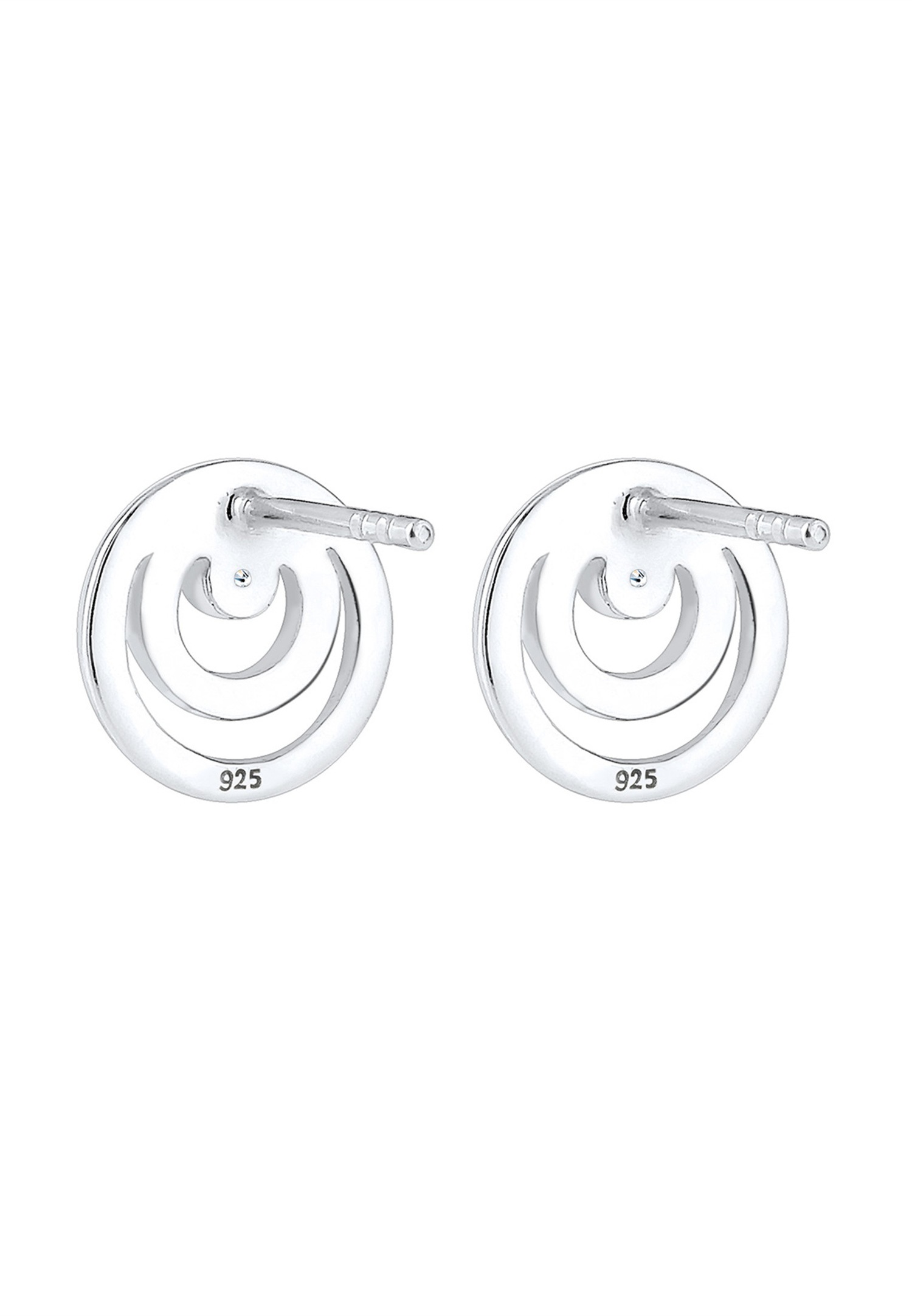 Elli DIAMONDS Cercle Rond Geo Diamant (0.04 ct.) Boucles d'oreilles Femme - (925/1000) Argent