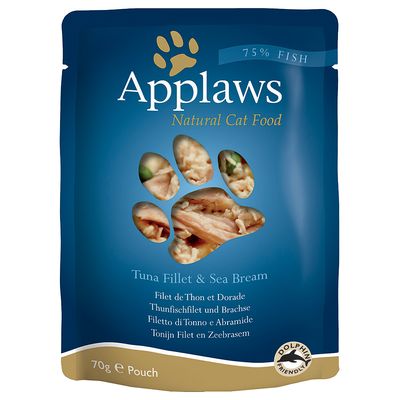 12 x 70 g Applaws Nassfutterbeutel für ausgewachsene Katzen in Brühe – 9 + 3 gratis!*