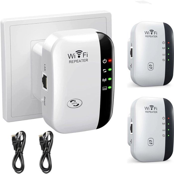 Repetidor WiFi - Paquete de 2 - Enchufe repetidor WiFi - Amplificador de señal para el hogar - Instalación con un clic - Repetidor WiFi