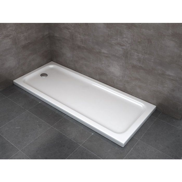 Rechthoekige, platte ABS-douchebak met geïntegreerde afvoer, 5 cm hoog - 70 x 170 cm