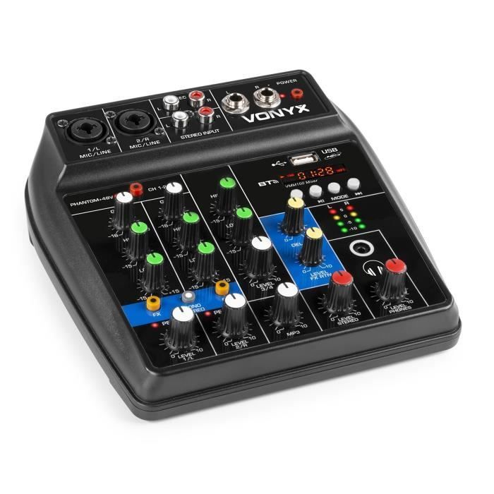 DJ Mixer - VONYX - VMM100 - USB - Bluetooth - 48V Power Supply