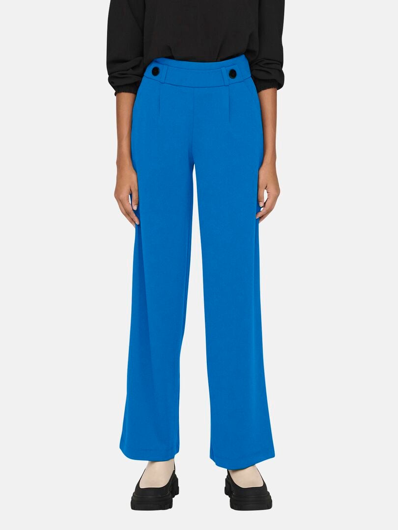 Broek met hoge taille en wijde pijpen - BLAUW