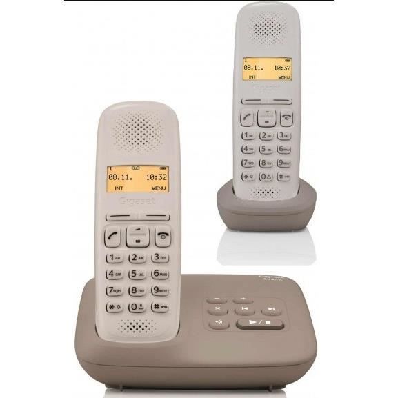 Téléphone DECT - GIGASET - AL170A Duo Umbra - Répondeur 25 min - 2 combinés - Répertoire 50 contacts