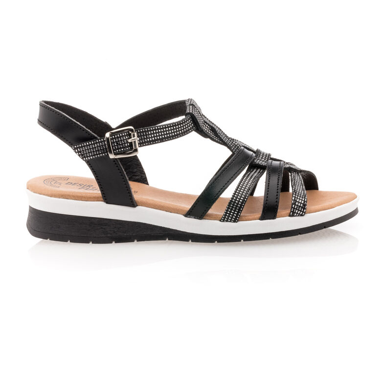Svarte sandaler / sko med åpen tå til dame