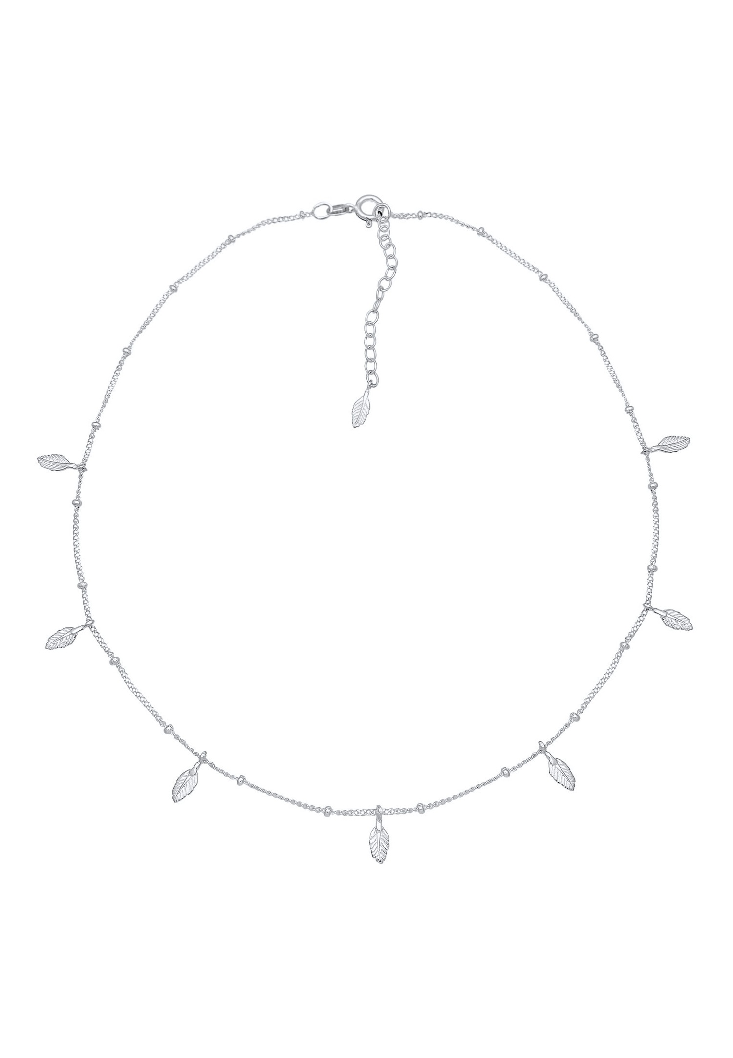 Elli Choker Pendentifs Plumes Boho Collier Femme Plaqué Or Argent (925/1000)