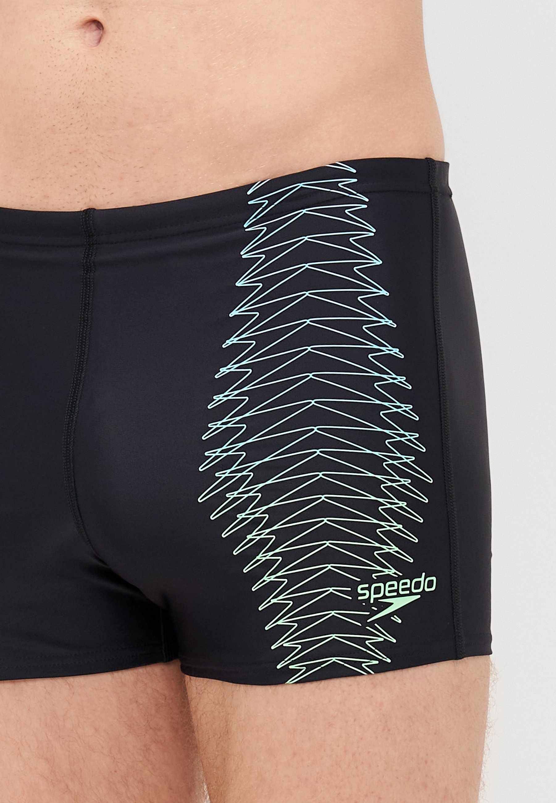 Speedo MENS TECH PRINT AQUASHORT - Badeshorts - black/alfalfa green