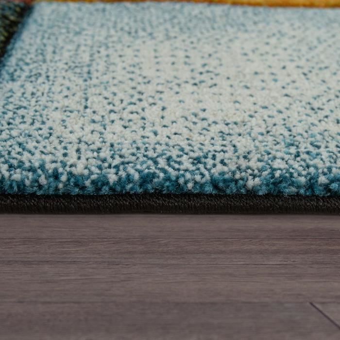 Tapis De Salon À Poils Ras Design Carreaux Coloré Carré Multicolore Coloré [60x110 cm]