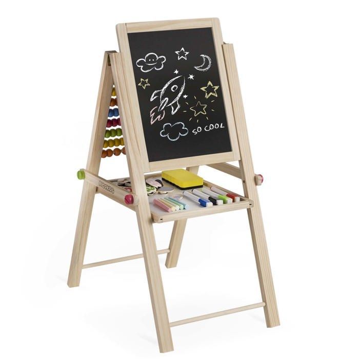 Pizarra magnética plegable - JANSHOP - 62x28x44 cm - Para niños - Doble superficie: tiza y magnética - Plegable