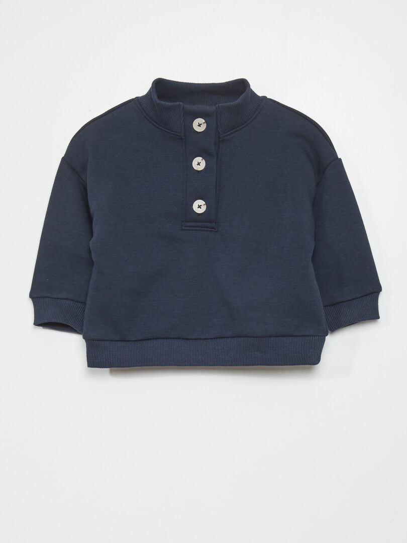 Blusa de gola alta com botões - Sempre mais macia - AZUL