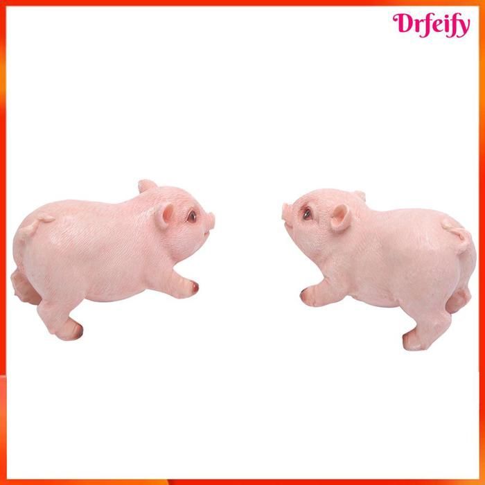 Garden decoration - AKOZON - Lively Piglet - Resin - Set of 2 - Bright colors 12x6.5 cm