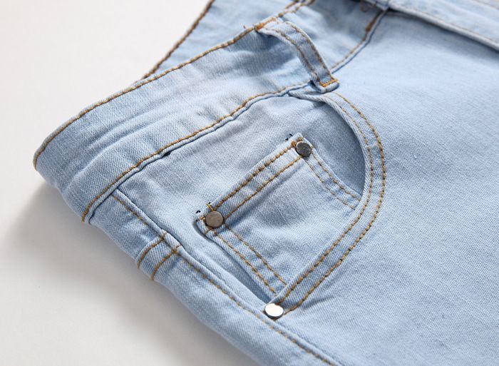 Pantalones vaqueros rectos elásticos para hombre con efecto desteñido y lavado - INSFITY - Azul claro