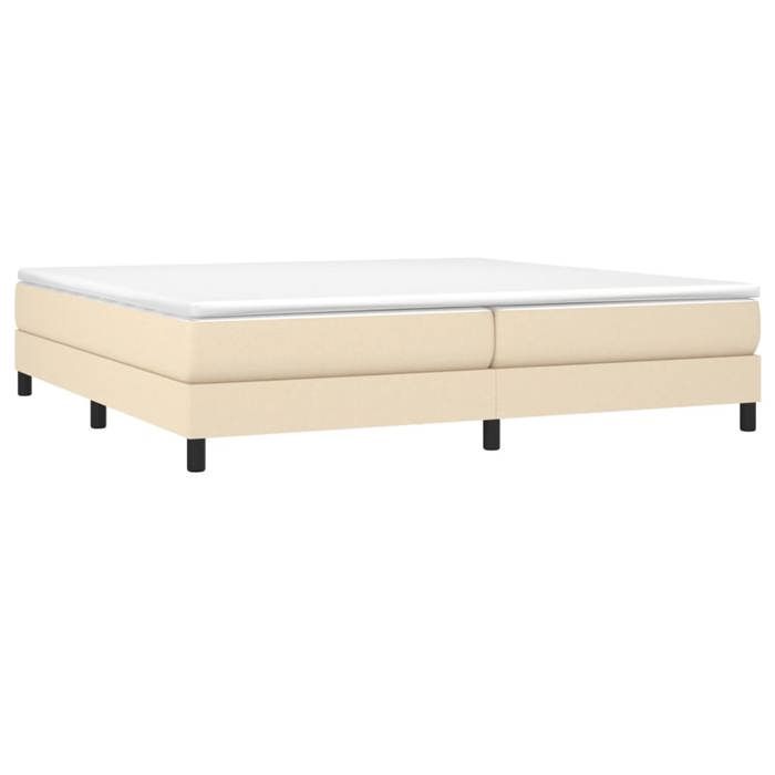 Cama de madera color crema de 200 x 200 cm - Carga máxima 150 kg - Estructura de cama de muelles color crema de 200 x 200 cm, tela 005_263385
