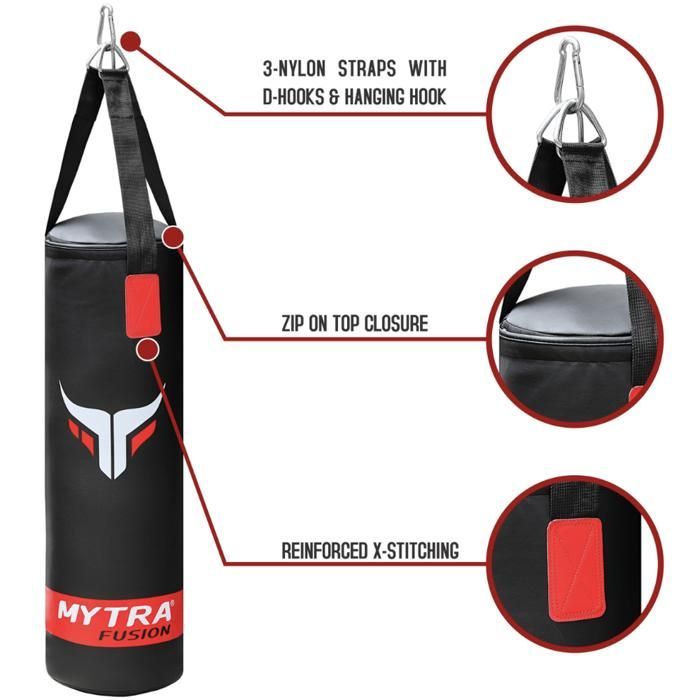 Kit sacco da boxe Mytra Fusion con guantoni e fasce per le mani per bambini, sacco da allenamento per kickboxing, boxe e arti marziali.