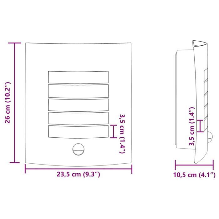 Applique murale extérieure moderne - vidaXL - Noir - 23.5x9x26 cm - Acier inoxydable et plastique