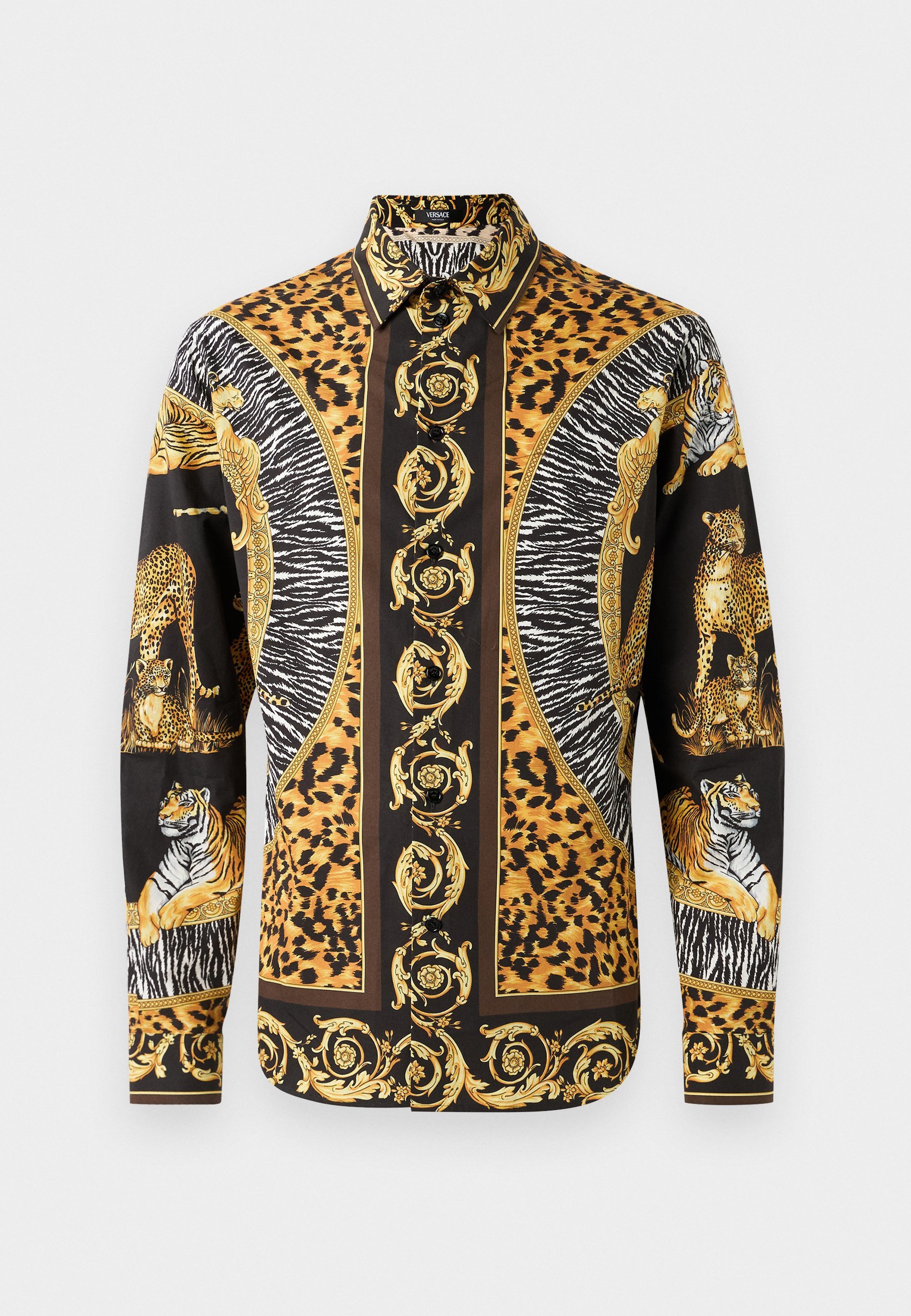 Camicia informale Versace con stampa gatti selvatici - Camicia - antracite scuro/noisette scuro