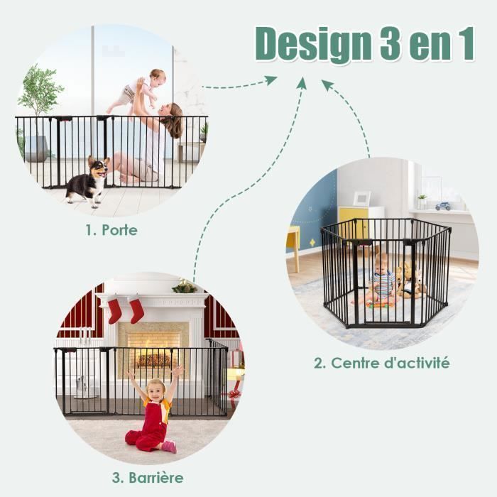 Barrera de seguridad plegable COSTWAY - Pantalla para chimenea de 380 cm - 6 paneles - Sistema de bloqueo manual - Para niños