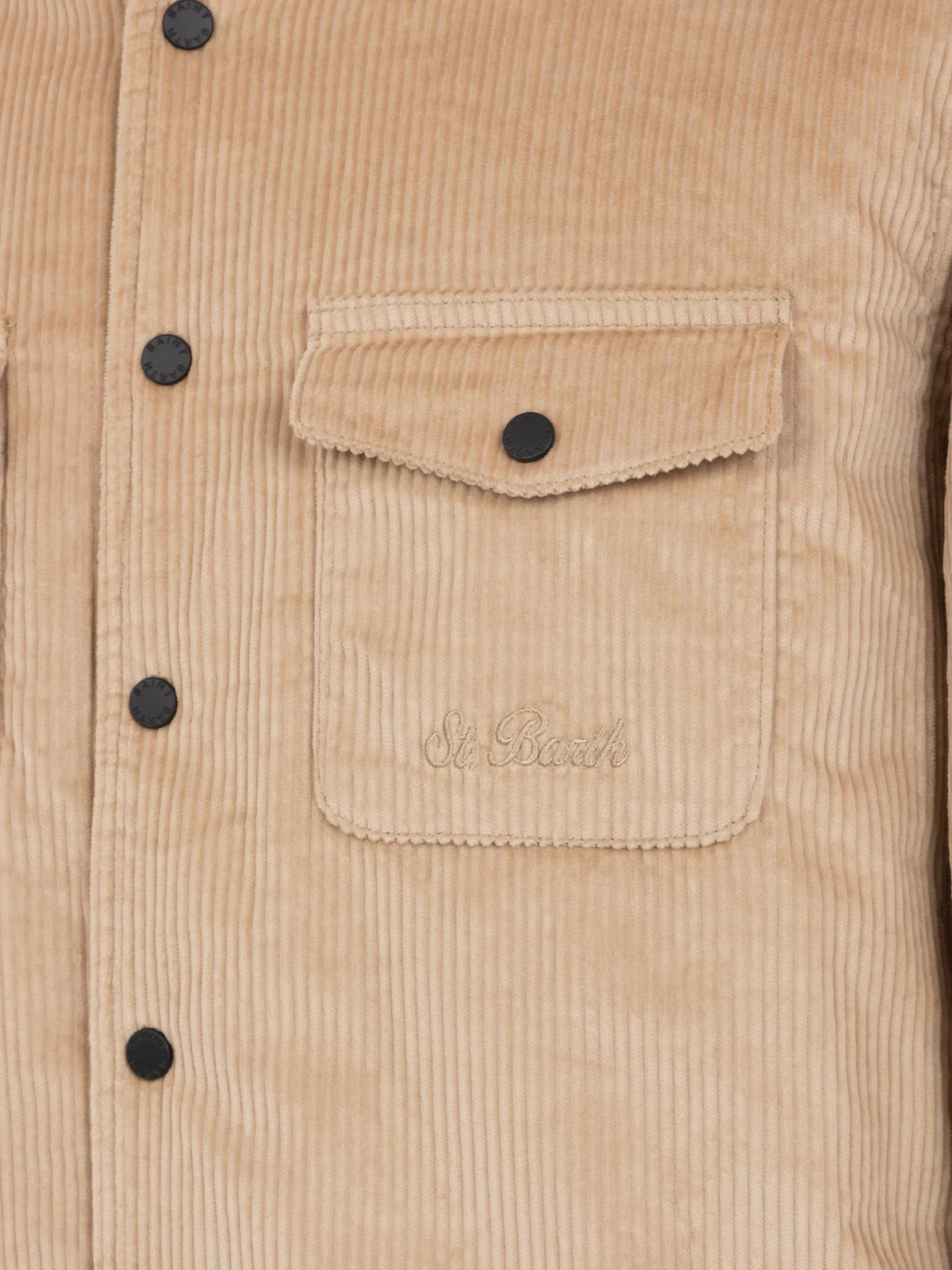 Sobrecamisa de pana beige para hombre con bordado de St. Barth