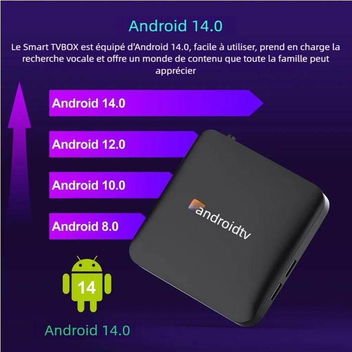H96 Max Android TV Box - Android 14.0 4K HDR Quad Core 2G+16G WiFi2.4G/5G Google TV