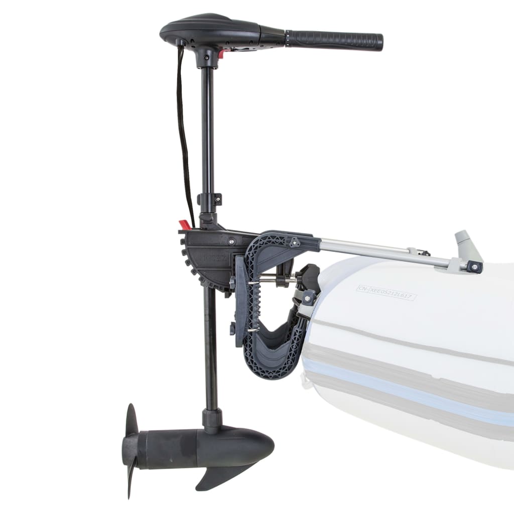 Barco inflável Intex Challenger 3 com motor de reboque e suporte.