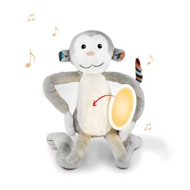 Peluche de mono Max de Zazu Nightlight con melodías relajantes, sonido y luz. 1 unidad.