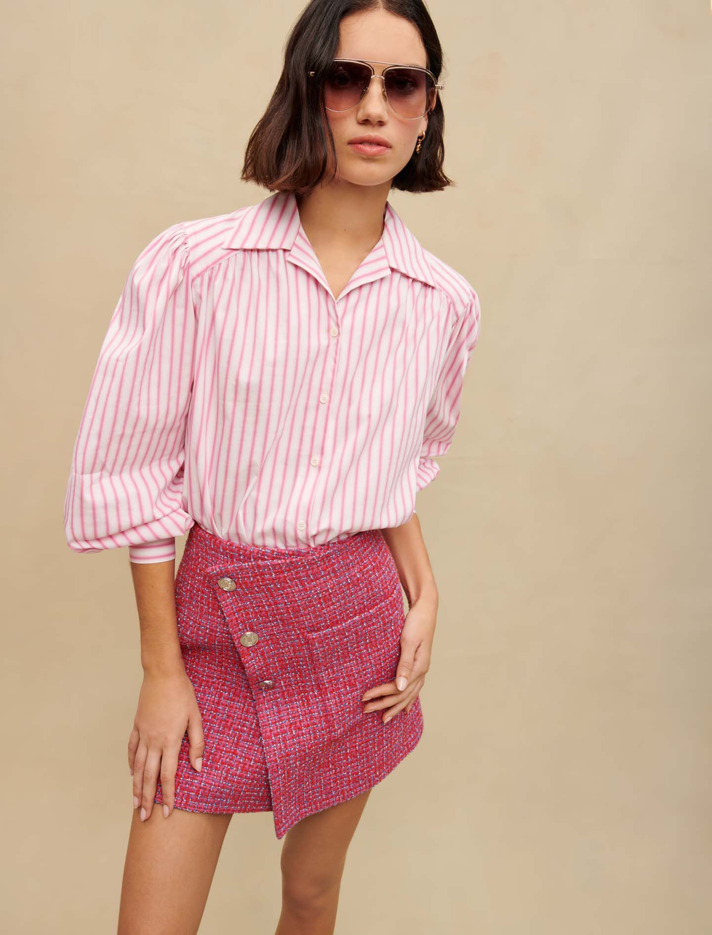 Tweed wikkelrok - Fuchsia