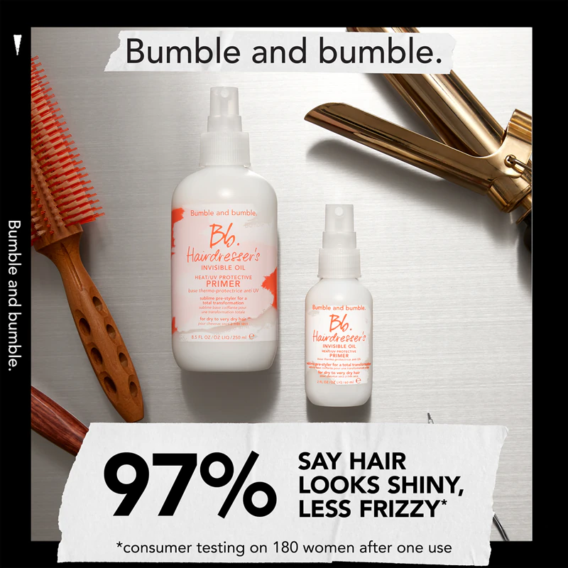 Neviditeľný olejový ochranný sprej proti teplu/UV žiareniu od Bumble and Bumble Hairdresser's pred stylingom pre bezchybne vyzerajúce vlasy