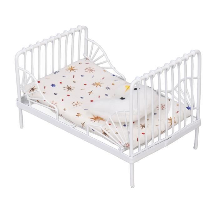 Dollhouse Bed - SALUTUYA - 1:12 Scale Miniature - Star Pattern - 3 Pieces - Easy Assembly