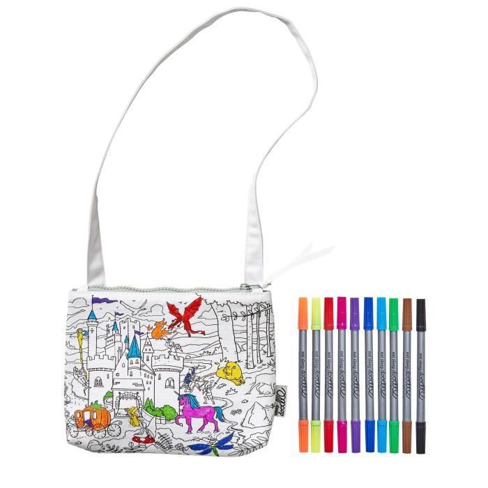 Shoulder bag - Tales and Legends Eat Sleep Doodle - White/multicolor - 22x18 cm - Child