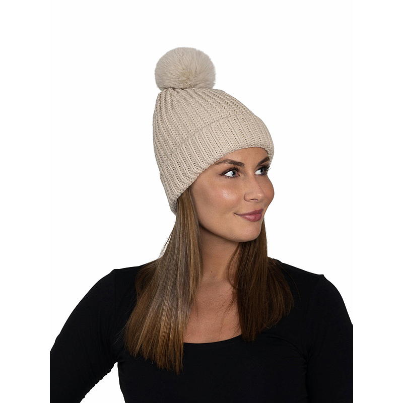 Bonnet à doublure peluche, beige