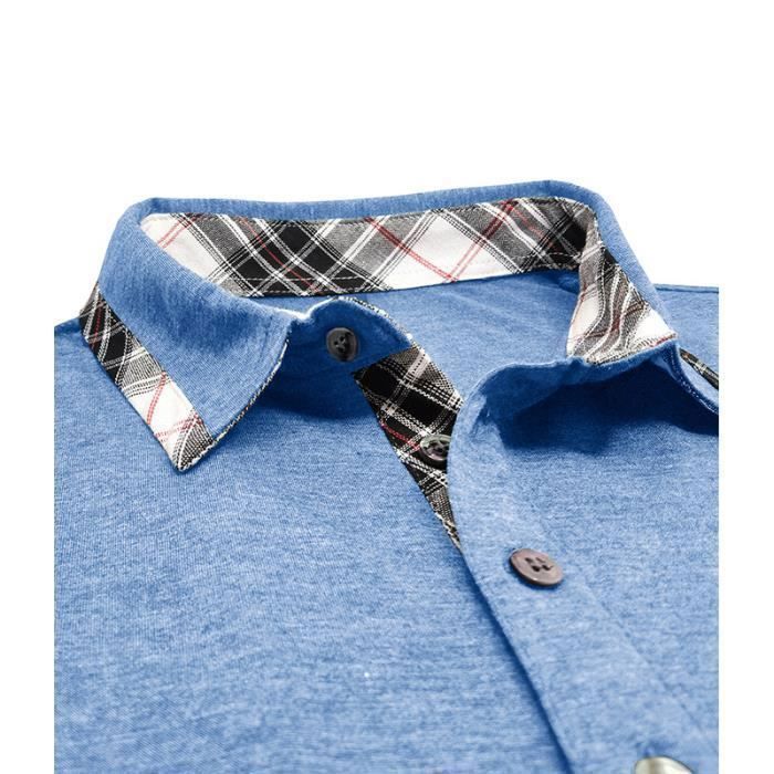 Polo de manga corta para hombre, transpirable y suave - INSFITY - Azul claro - Regular
