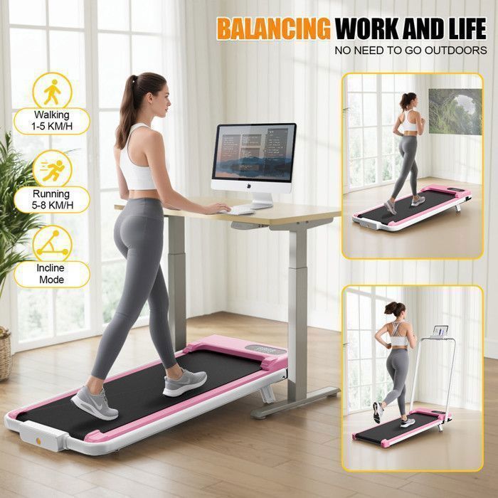 Tapis roulant pieghevole - Pedana 3 in 1 con inclinazione del 7% - Velocità regolabile da 1 a 8 km/h - Superficie 38,5 x 90 cm