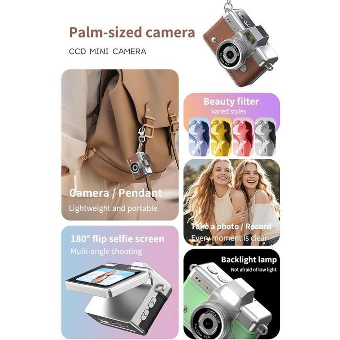 Mini Keychain Camera - 1080p Digital Camera with 64GB TF Card, Compact Gadget for Kids and Adults, Item